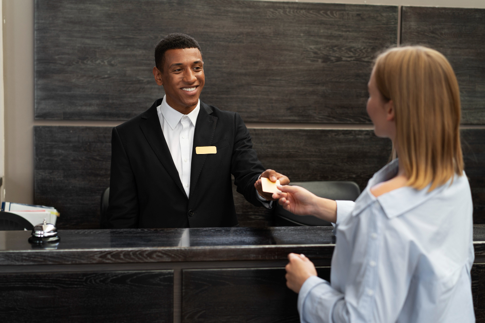Digital hotel check-in system supporting efficient front desk operations and lower labor costs